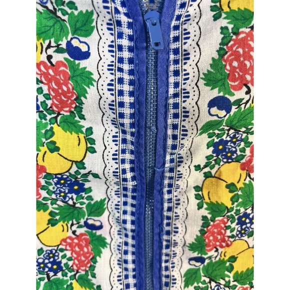 Vintage Fruit Design Smock Womens Artistic Creation Cotton Size Medium Pockets - Picture 5 of 9